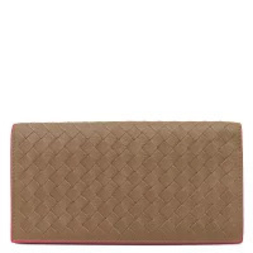 Bottega Veneta Intrecciato Continental Wallet Leather Brown Red Gunmetal Gray Bi